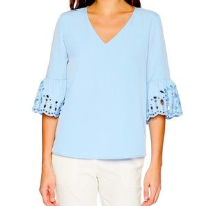 Women's Calvin Klein Long Sleeve Blouse w/ Sleeve Detail blue daisy